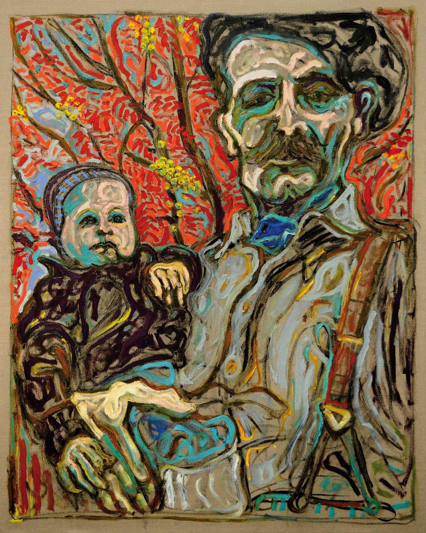 BILLY CHILDISH · With Scout Under Rowan Tree 2011 · Öl und Kohle auf Leinwand · 152 x 122 cm courtesy of the L-13 Light Industrial Workshop 