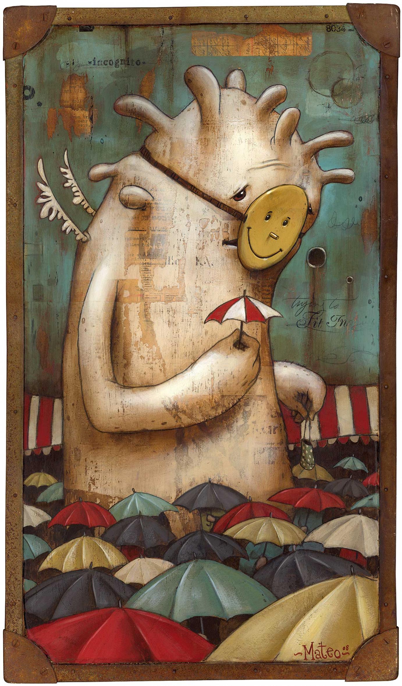 Mateo »Incognito« Acryl und Collage auf Holz 40 cm x 70 cm