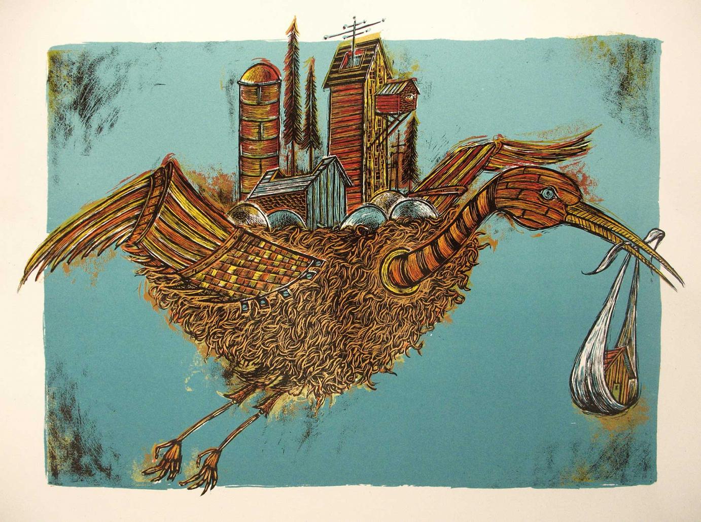 Serigraphie »AIRLIFT« · 2009 · Siebdruck mit 5 Sieben von Dan Grzeca