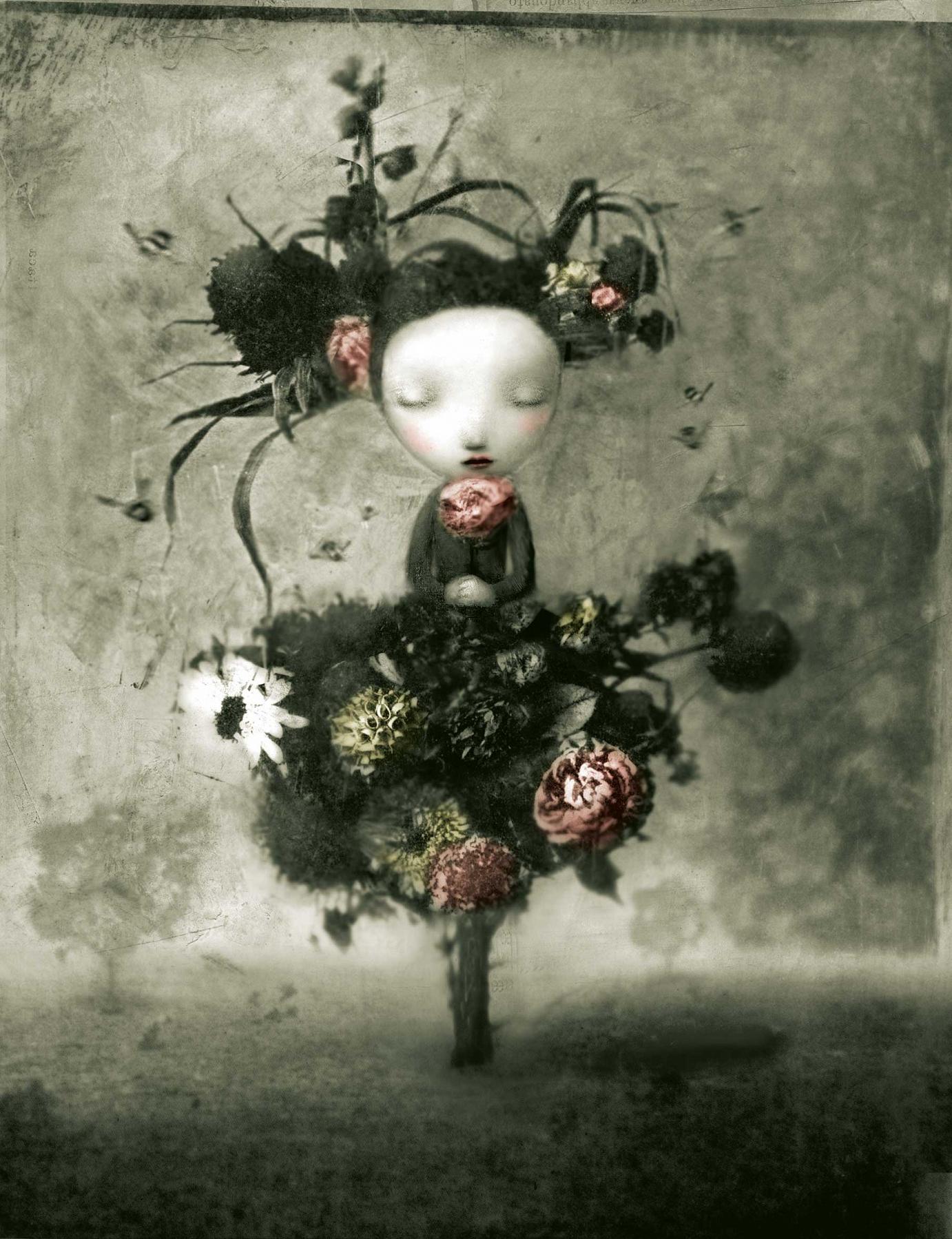 »Flora« · 2005 · Mischtechnik und digital · 23 cm x 30 cm von Nicoletta Ceccoli