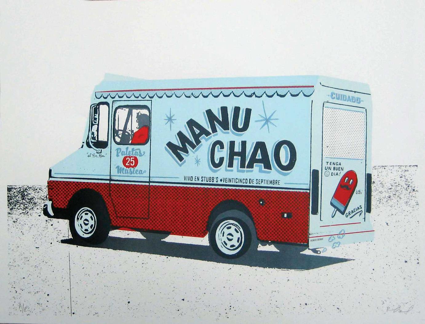 SIEBDRUCKPLAKAT FÜR EIN MANU CHAO KONZERT