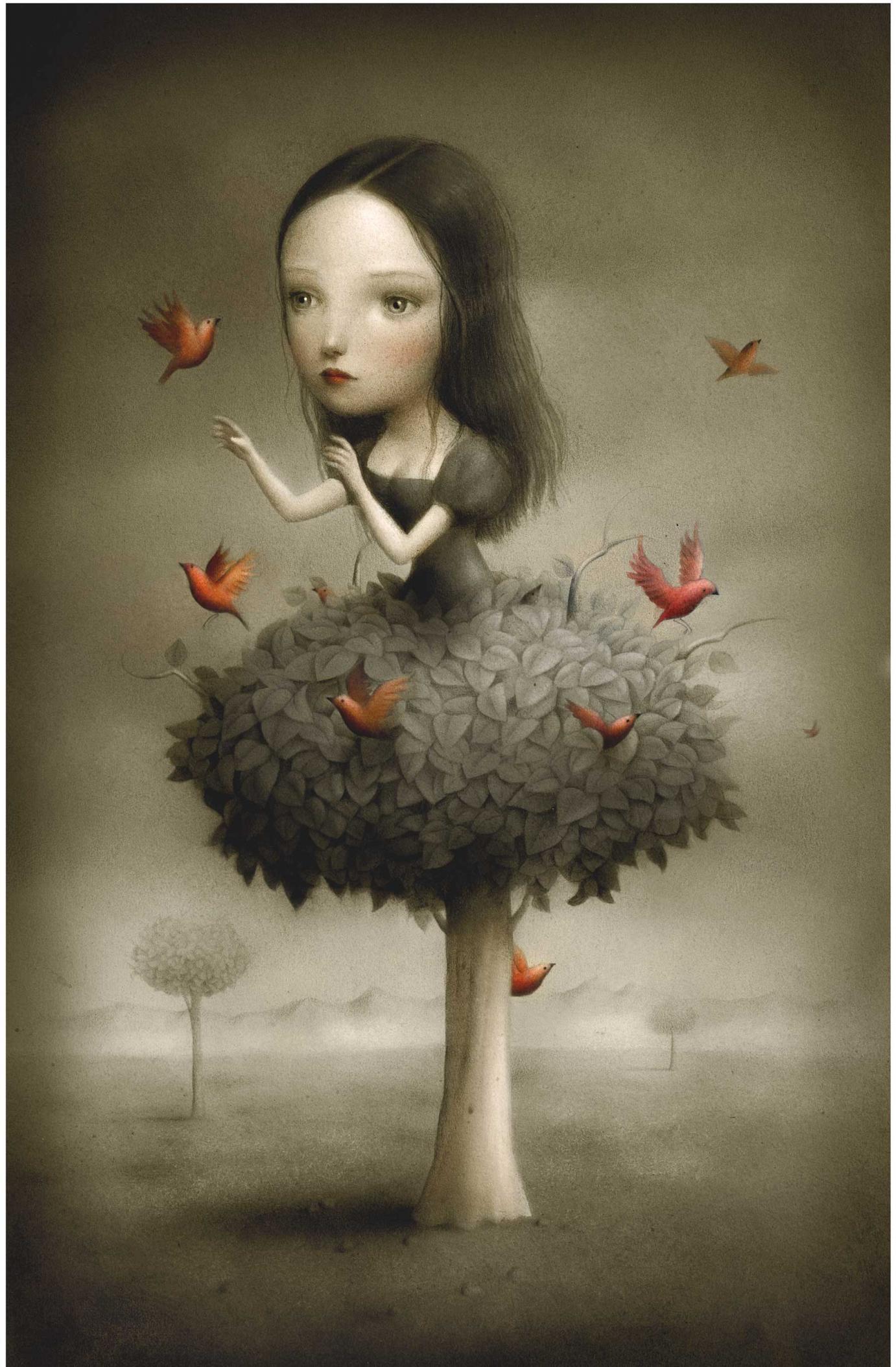 »Tree Girl« 2007 Acryl auf Papier 32 cm x 50 cm von Nicoletta Ceccoli